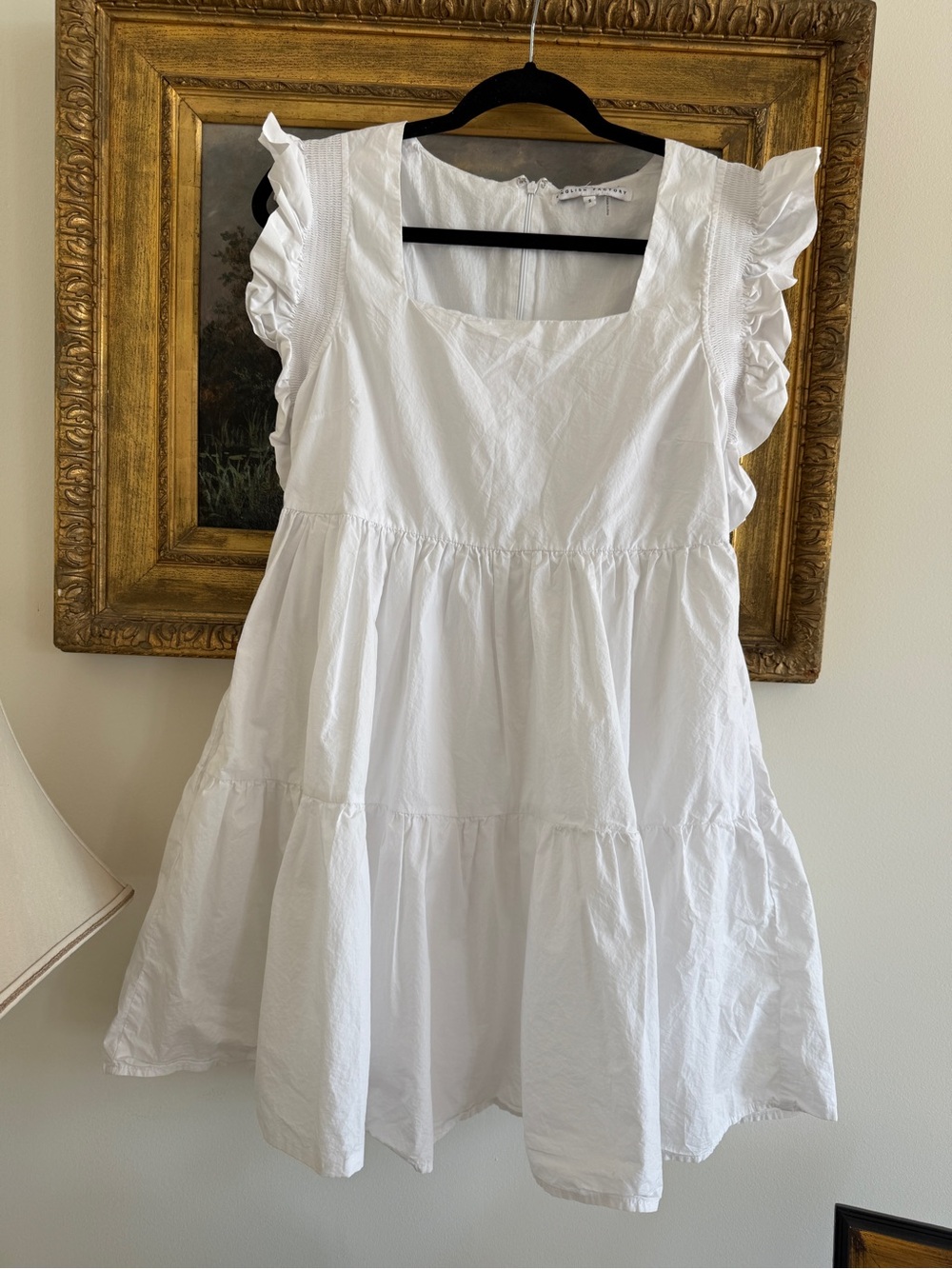 English Factory Ruffle Detail Mini Dress. White. Small. Like new.